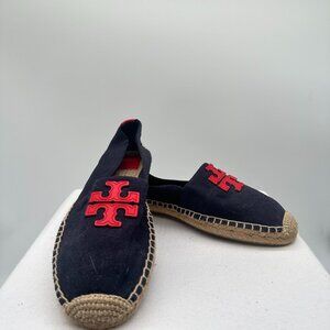 Tory Burch Flat Espadrille Navy & Red, Women's 11